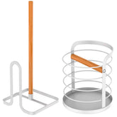 Kit Suporte Porta Utensílios De Cozinha E Porta Papel Toalha De Mesa Branco Yoi